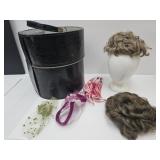 VTG Hat Box w/Wig, Display, & Nets