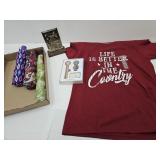 Sz. L Country Shirt, Umbrellas, Facial Roller