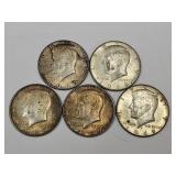 5 - 1969 Silver Kennedy Half Dollar Coins