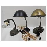 3 Cast Iron Lamps Muncie,  Aladdin & Unmarked