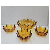 Blenko GlassServing Berry  Bowl & 3 Smaller Bowls