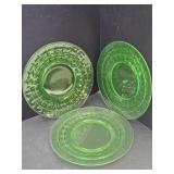 3 Uranium Glass Plates 8"w