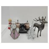 Glass Christmas Tree, Metal Deer, Stain GlassAngel