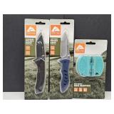 2 Ozark Trails Pocket Knives & Knife Sharpener