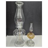 2 Vintage Oil Lamps 9.5" & 16.5" high