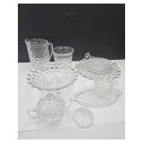 Lot of Vintage Fostoria Glass Ware Pitcher, Bowl +