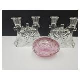 Pink Glass Tiara Egg & AH Pre Cut Candleholders