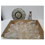Glass Fruit, Vtg Tin, & Candleholders