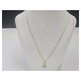 18K Yellow Gold Over CZ Lock Pendant Necklace