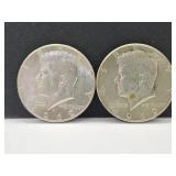 Two 1969 Silver Kennedy Half Dollar Coins