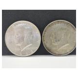 Two 1968 Silver Kennedy Half Dollar Coins