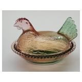 New NOT Vintage Glass Hen on a Nest 4.5"
