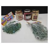 3 Home Interior Candles & Glass Marbles