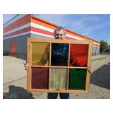 Stained Glass 6 Pane Window, Local Artist  32 x 27
