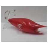 Red Art Glass Fish 13" Long