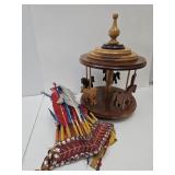 Wood Carousel 17"h & See Condition Head Dress