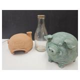 PIg, Clay Toad House & Qt. Milk Bottle