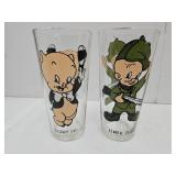 VTG Pepsi Cartoon Glasses- Porky Pig & Elmer Fudd