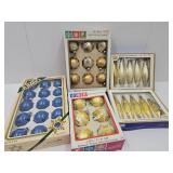 VTG CHristmas Ornaments Blue, gold, White