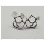 New 925 Silver Cat Earrings