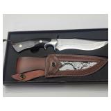 New 10" Wood Handle Bowie Knife w Sheath