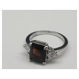 New 925 Silver Ring w Brown Stone Sz 8
