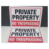 2 New No Trespassing Aluminum Signs 7" x 10"