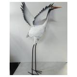 New 32" Metal Crane Lawn Art