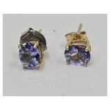 Earrings, One Back Marked 14 k Gold