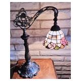 Stained Glass Table Lamp With Bridge Arm  22" h