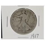 1917 Walking Liberty Silver Half Dollar Coin