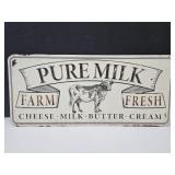 Metal Pure Milk Farm FResh Sign 26" X 11.5"