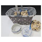 Musical box, wooden beads, nice basket