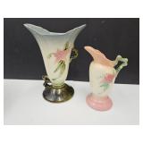 2 Hull Pottery Vases USA  W8 7 1/2" &   W3- 51/2"