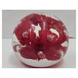 Jim Cline Red Glass Paperweight