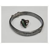 Silver? Bracelet see maker markings & Ring Size 3