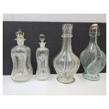 4 Unusual Decanters- No Shipping 9"-10 1/2 "H