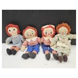 Vintage Raggedy Ann & Andy Dolls 14" -  16"
