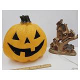Halloween Decor Ceramic Light 13.5"h  & Pumpkin