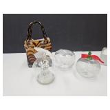 Glass purse vase, apples, Angels Ornament