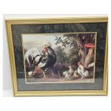 Framed Rooster  & Birds  Wall Art 30 x 24"