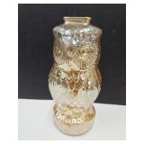 Peach Luster Glass Owl Bank Be Wise   7" high