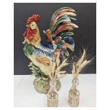 Large Rooster 24" H & Bottle Decor