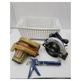 2 Circular Saws, Basket, & Caulking Gun