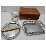 Silverware Box w Silverplater Trays