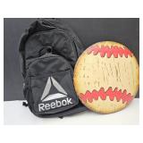 Rebok Backpack & 14" Baseball Wall Decor