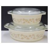 Vintage PYREX  Glass Casseroles w Lids 043 & 045