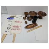 VTG Wooden Ware, VTG Hand Fans- UAW, Del. Cty Pol