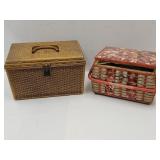 2 Vintage Sewing Baskets, Thread, Lace & More