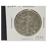 1934 Walking Liberty Silver Half Dollar Coin